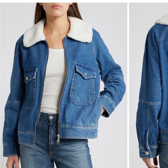 Rails Jackets & Blazers - Rails Cheyenne Faux Shearling Collar Denim Zip-Up Utility Jacket